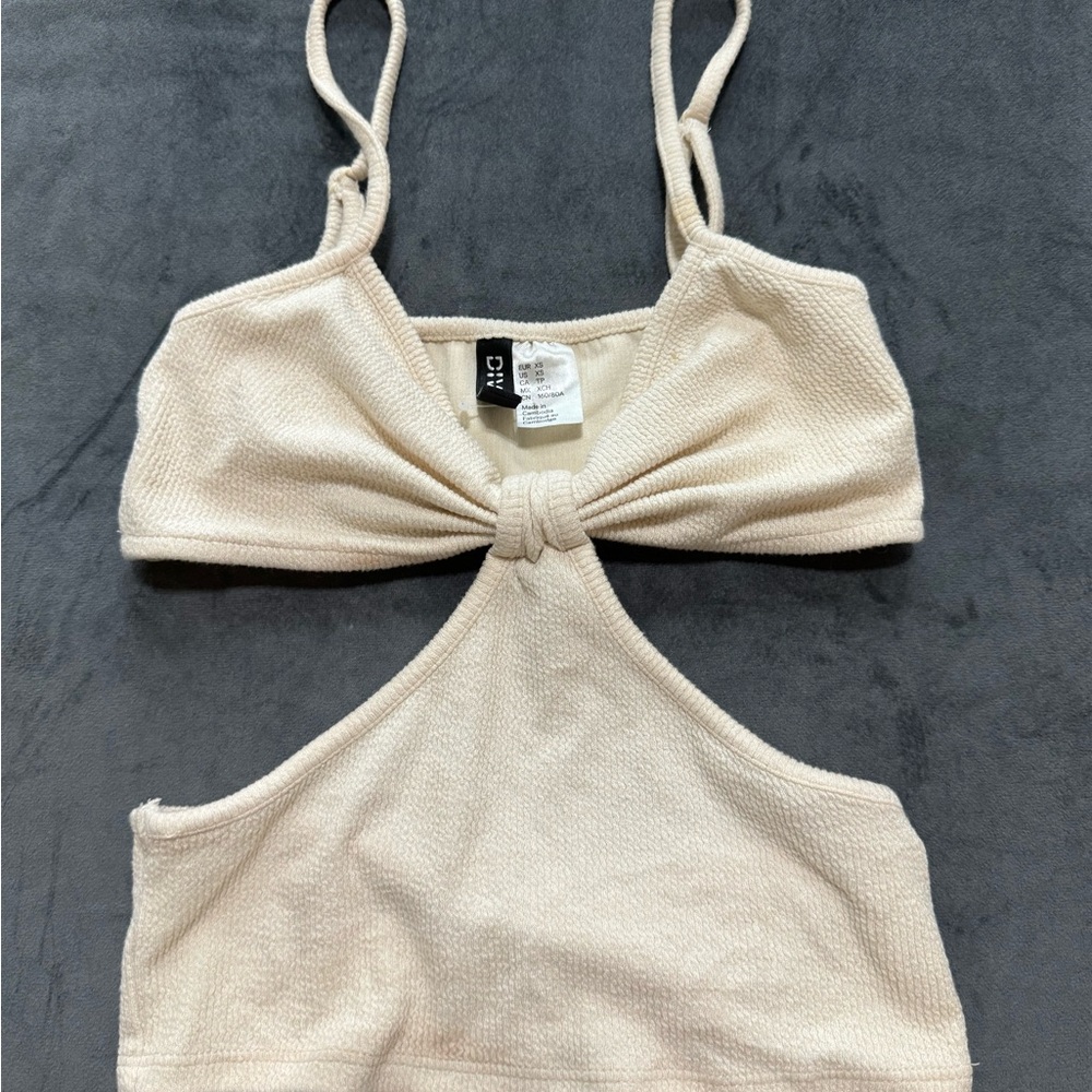 DKNY Cream Knit Crop Top